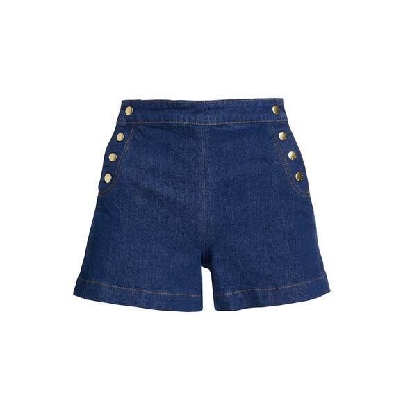 Frame Pants - Frame 'Sailor' Blue Snap Denim Shorts Size 29 (6-8)